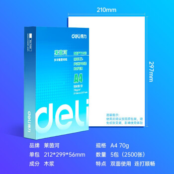 得力(deli) 萊茵河 A4 雙面打印 復(fù)印紙